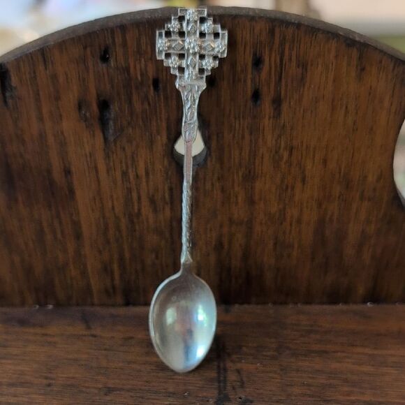 Jerusalem Silver Decorative Souvenir Jam Spoon with Jerusalem Cross Design - Picture 10 of 10